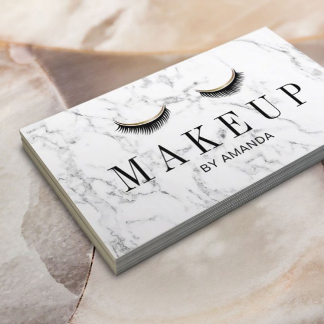 Makeup Artist Elegant Marble Beauty Salon Business Card (Creator Uploaded)