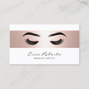 Makeup Artist Elegant Rose Gold Stripe Salon Business Card
