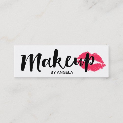Makeup Artist Elegant Script Red Lips mini Mini Business Card