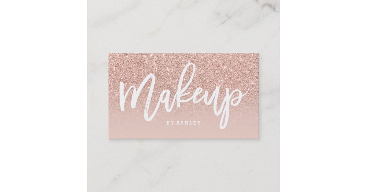 Makeup Artist Elegant Typography Blush Rose Gold Business Card Zazzle Com