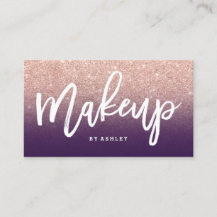 Makeup artist elegant typography purple rose gold business card