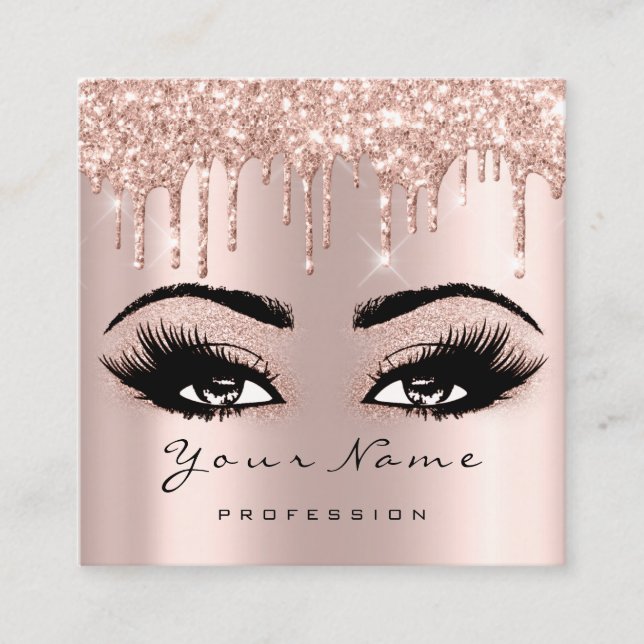 Makeup Artist Event Brows Glitter Eyelash Square Business Card (Front)