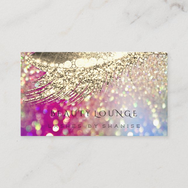 Makeup Artist Event Eyelash Stylist Gold Glitter Appointment Card (Front)