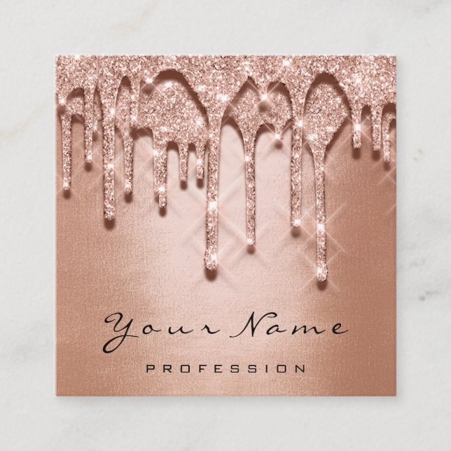 Makeup Artist Event Glitter 3D Silver Gray Rose Square Business Card (Front)