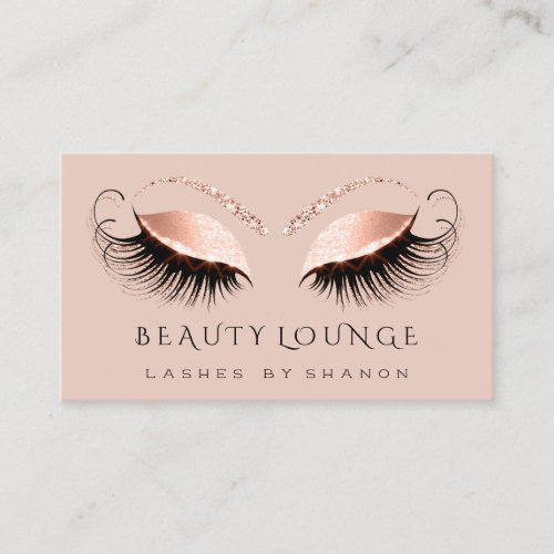 Makeup Artist Event Lash Rose Gold Coral Eyes Appointment Card