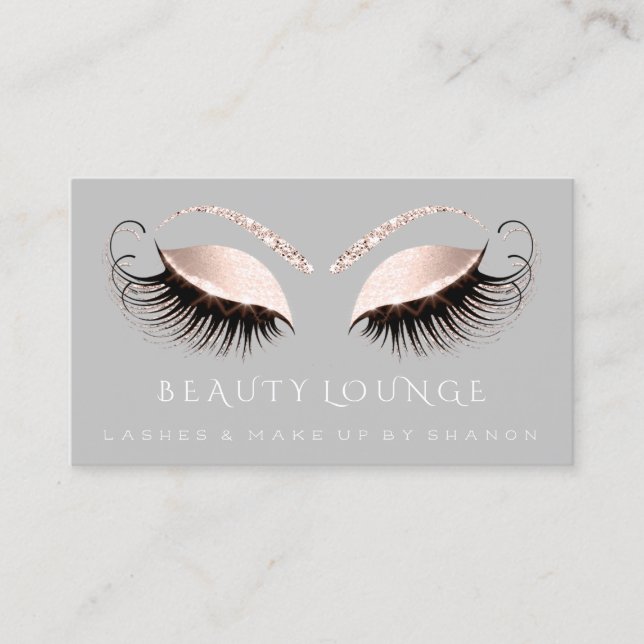 Makeup Artist Event Lashes Beauty Pink Grey Eyes Appointment Card (Front)