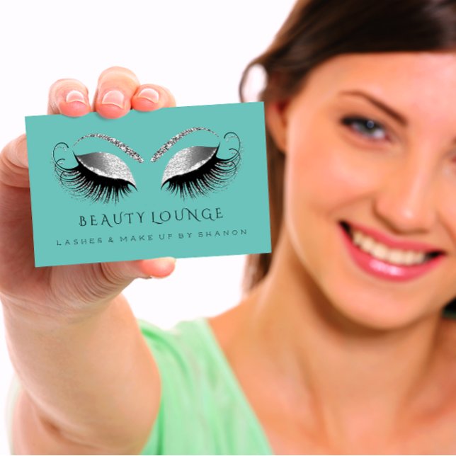 Makeup Artist Event Lashes Beauty Teal Gray Eyes Appointment Card (Creator Uploaded)