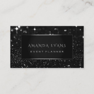 Makeup Artist Event Planner Black Silver Spark Business Card