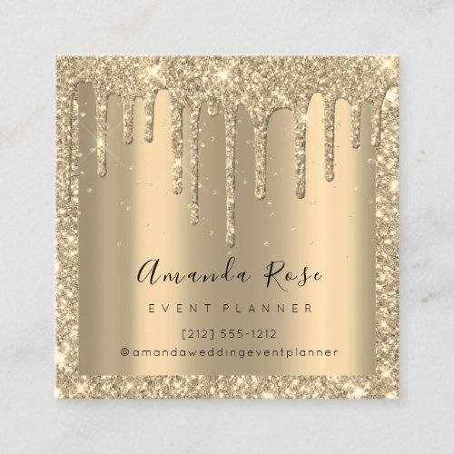 Makeup Artist Event Planner Champagne Gold DripVIP Appointment Card