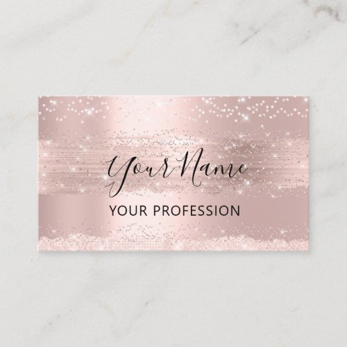 Makeup Artist Event Planner Confetti Pink Rose Business Card