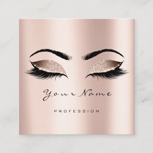 Makeup Artist Event Planner Glitter Eyes Lashes Square Business Card