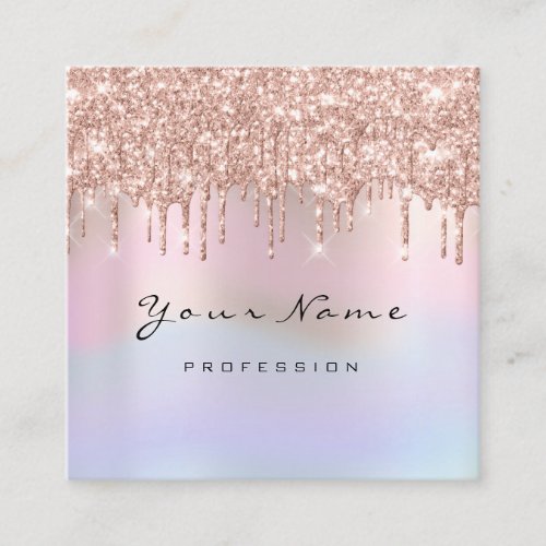 Makeup Artist Event Planner Glitter Holograph Square Business Card