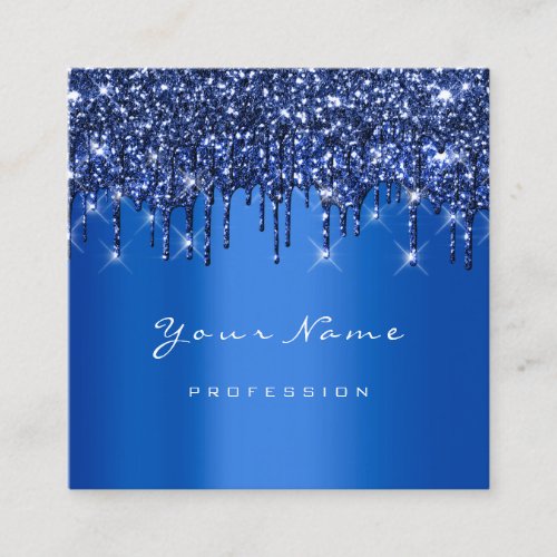 Makeup Artist Event Planner Glitter Navy Cobalt Square Business Card