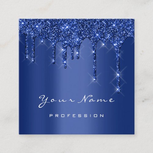 Makeup Artist Event Planner Glitter Navy Drips Square Business Card