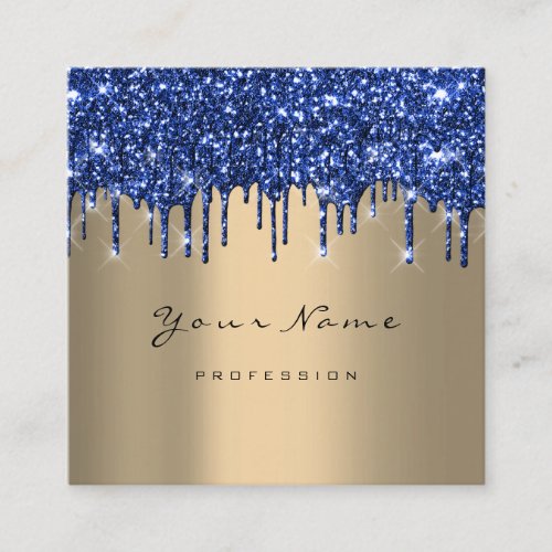 Makeup Artist Event Planner Glitter Navy Gold Square Business Card