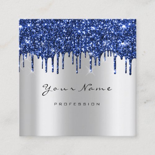 Makeup Artist Event Planner Glitter Navy Silver Square Business Card