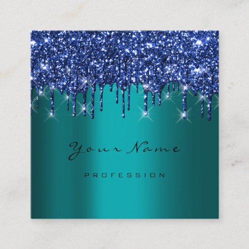 Makeup Artist Event Planner Glitter Navy Teal Square Business Card