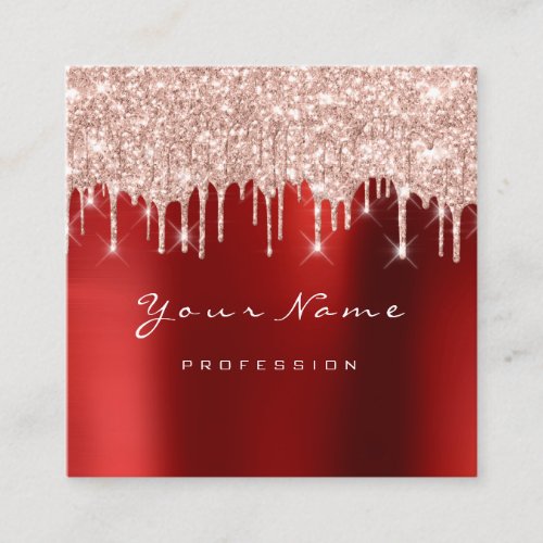 Makeup Artist Event Planner Glitter Rose Red Event Square Business Card