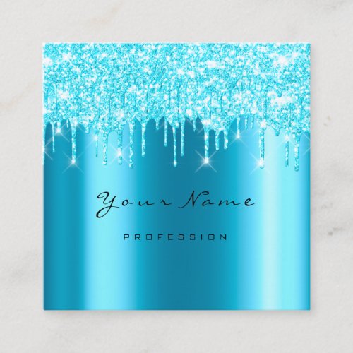 Makeup Artist Event Planner Glitter Turquoise Aqua Square Business Card