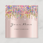 Makeup Artist Event Planner Holograph Unicorn Pink Square Business Card (Front)