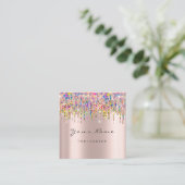 Makeup Artist Event Planner Holograph Unicorn Pink Square Business Card (Standing Front)