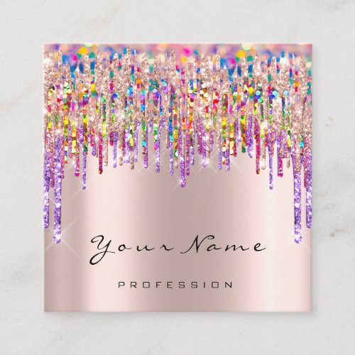 Makeup Artist Event Planner Holograph Unicorn Rose Square Business Card