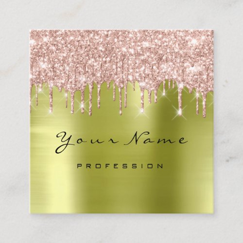 Makeup Artist Event Planner Rose Drips Green Square Business Card