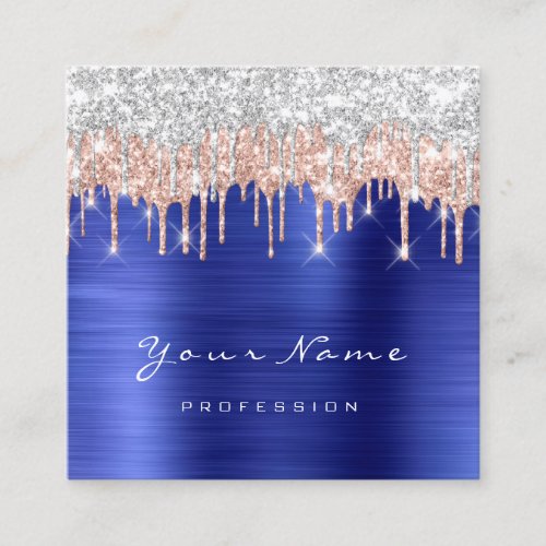 Makeup Artist Event Planner Royal Blue Drips Square Business Card