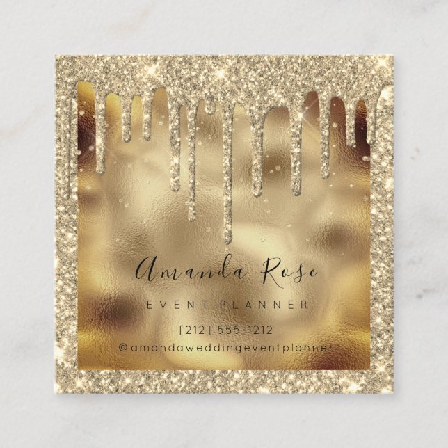 Makeup Artist Event Planner Sepia Gold Drips Spark Appointment Card (Front)
