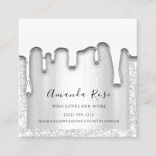 Makeup Artist Event Planner Silver Gray Drip Glam Appointment Card