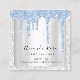 Makeup Artist Event Planner Silver Gray Drips Blue Appointment Card