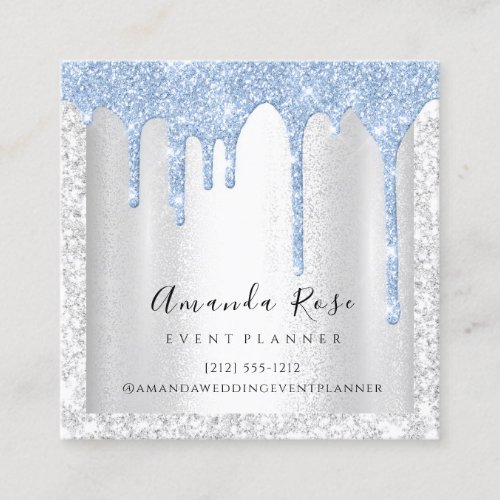 Makeup Artist Event Planner Silver Gray Drips Blue Appointment Card