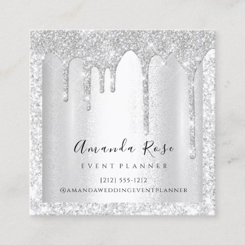 Makeup Artist Event Planner Silver Gray Drips Glam Appointment Card