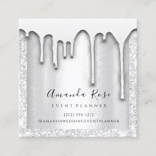 Makeup Artist Event Planner Silver Gray Drips Vip Appointment Card