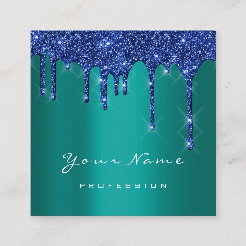 Makeup Artist Event Planner Teal  Navy Drips Square Business Card