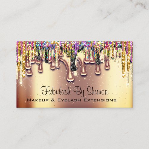 Makeup Artist Event Planner Wedding Drips Gold Business Card