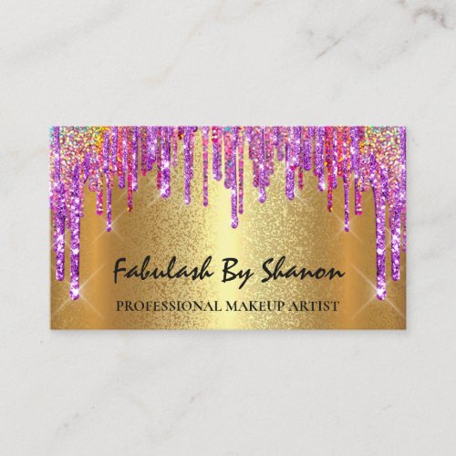 Makeup Artist Event Wedding Planner Gold Purple Business Card