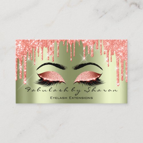 Makeup Artist Eye Lash Drips Brow Mint Coral Business Card