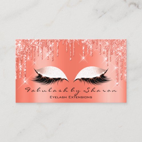 Makeup Artist Eye Lash Drips Brows Blush Coral Business Card