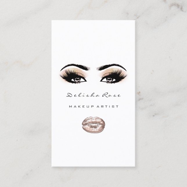 Makeup Artist Eye Lashes Glitter Eyebrow Lip Peach Business Card (Front)