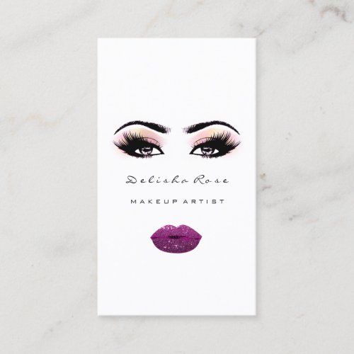Makeup Artist Eye Lashes Glitter Eyebrow Lips Glam Business Card