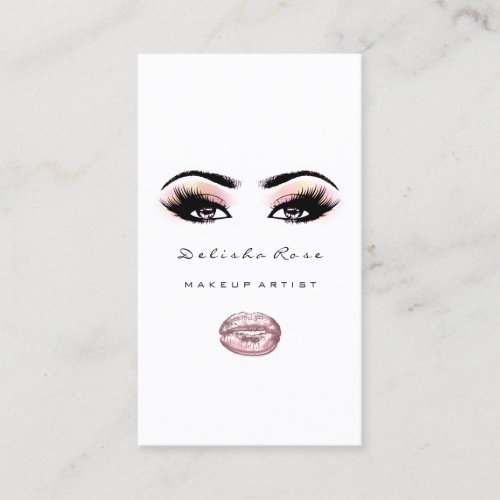 Makeup Artist Eye Lashes Glitter Eyebrow Lips Pink Business Card