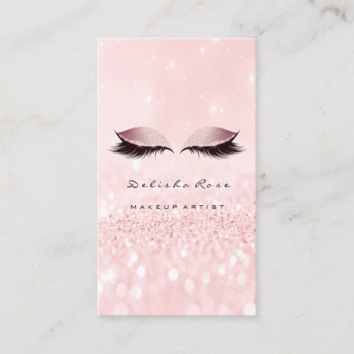 Makeup Artist Eye Lashes Glitter Eyes Pink Business Card