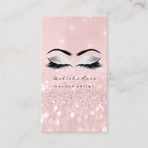 Makeup Artist Eye Lashes Glitter Gray Pink Business Card