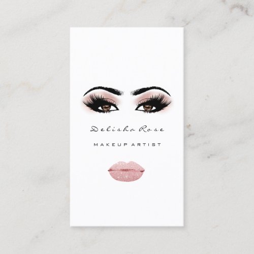 Makeup Artist Eye Lashes Rose Eyebrow Blush Lips Business Card