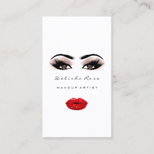 Makeup Artist Eye Lashes Rose Eyebrow Red Lips Business Card