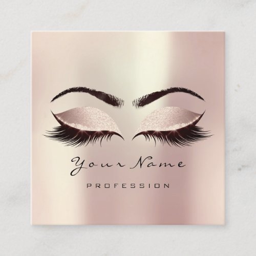 Makeup Artist Eyebrow Eye Lash Glitter Pink Blush Square Business Card