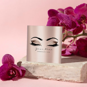 Makeup Artist Eyebrow Eye Lash Glitter Pink Square Business Card