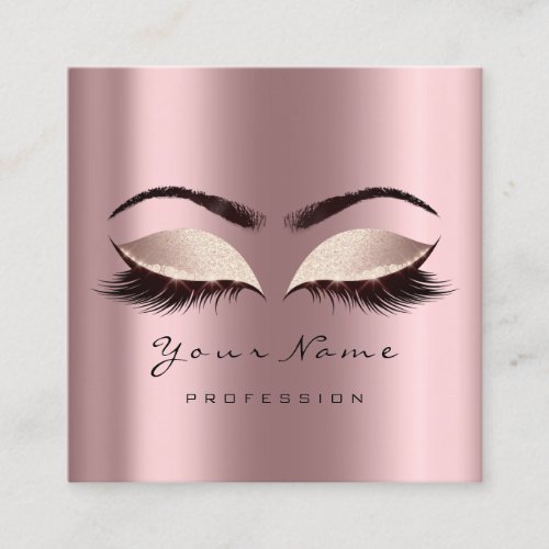 Makeup Artist Eyebrow Eye Lash Glitter Spark Rose Square Business Card