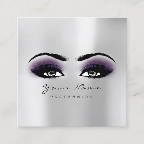 Makeup Artist Eyebrow Eye Lash Gray Violet Square Square Business Card